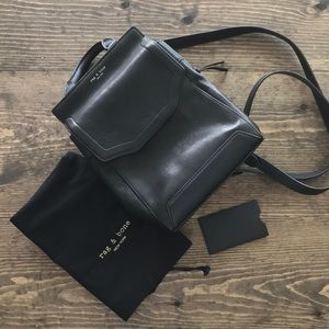 Rag & Bone Small Pilot Backpack II Black Leather